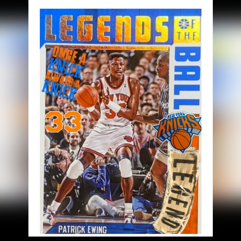 PATRICK EWING KNICKS NBA COLOR ART 8.5x11 GLOSSY SELF CREATED BASKETBALL POSTER🔥